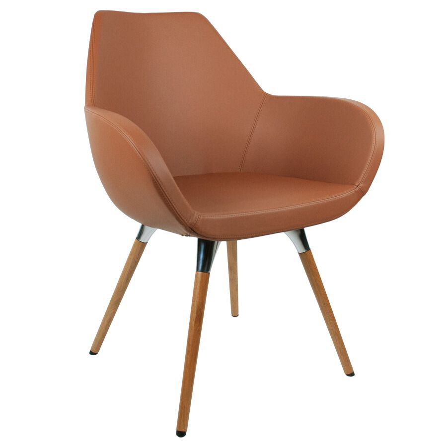 Profim FAN 10 HW mit Holzbeinen Eiche - Bezug Premiumleder cognacbraun