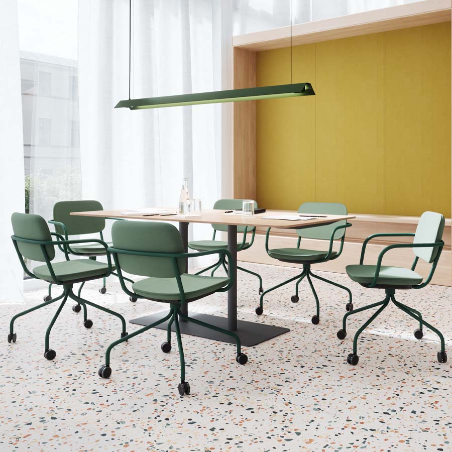 Profim Tisch T180 - Platte Furnier Esche NA - Gestell RAL 9005 schwarz