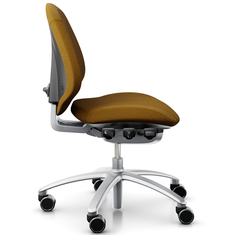 RH Mereo 200 silver mit halbhoher Rückenlehne - Gestell silber - Capture ocker - Seitenansicht