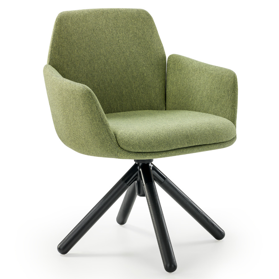 HAWORTH Poppy Konferenzstuhl Esszimmerstuhl grün mit Holzgestell