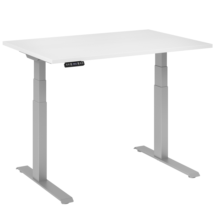 RWH RAPID Schreibtisch elektrisch verstellbar - weiß/silber - 120 cm Breite