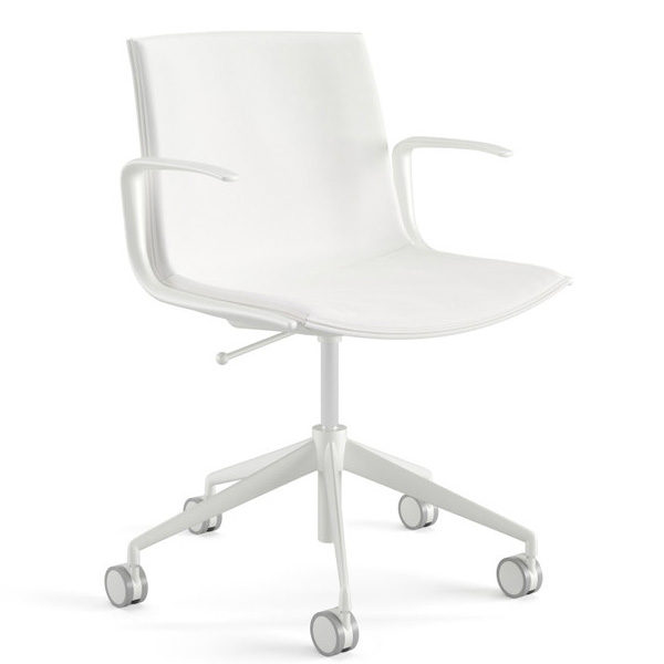 Arper CATIFA Up 6207 Leder Elmo soft weiß mit Armlehnen