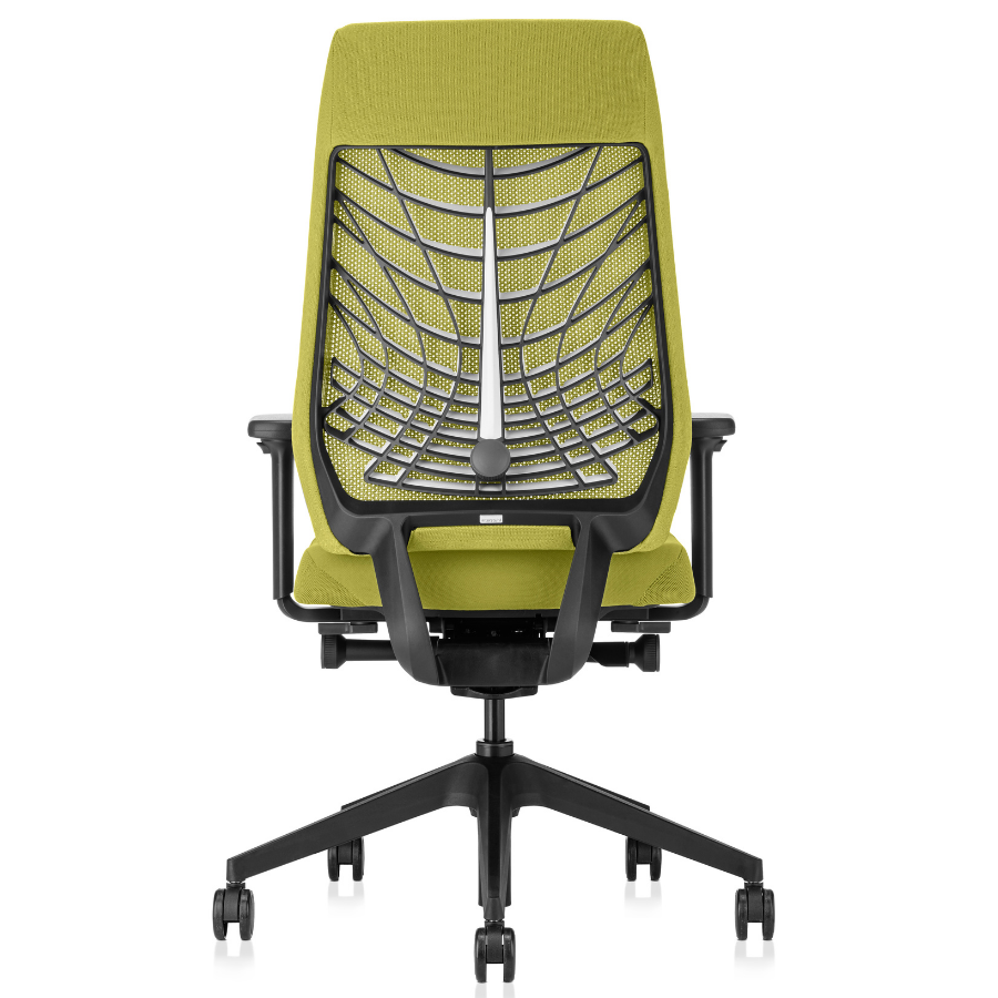 Interstuhl JOYCEis3 JC217 Bürostuhl mit Netzrücken hoch Farbe maigrün schwarz - Rückansicht