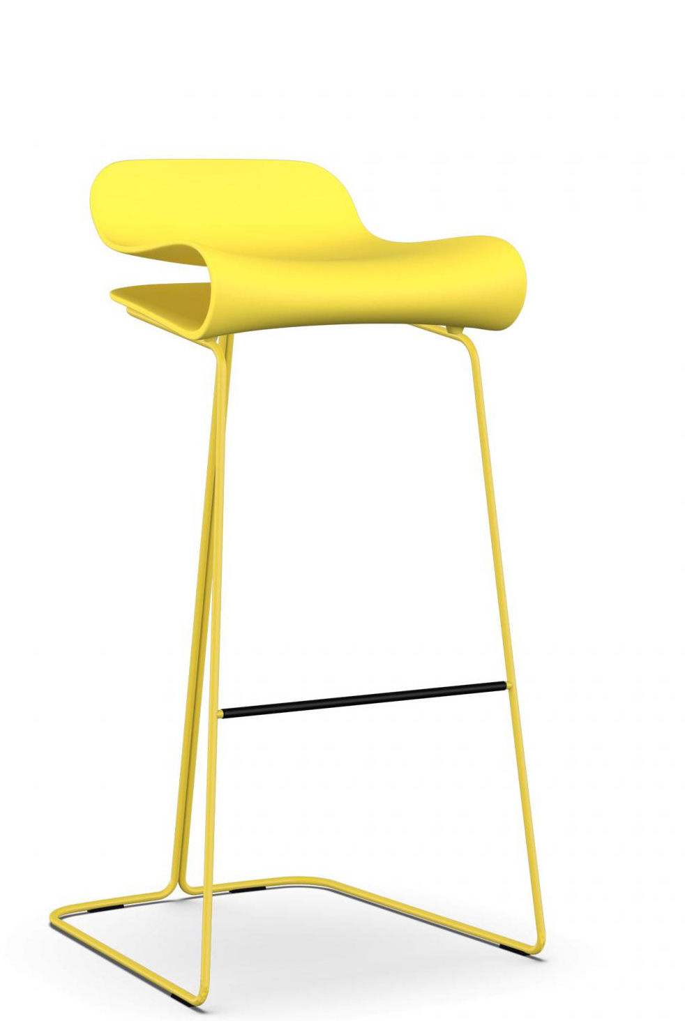 Kristalia BCN Barhocker mit Kufengestell gelbgrün lackiert