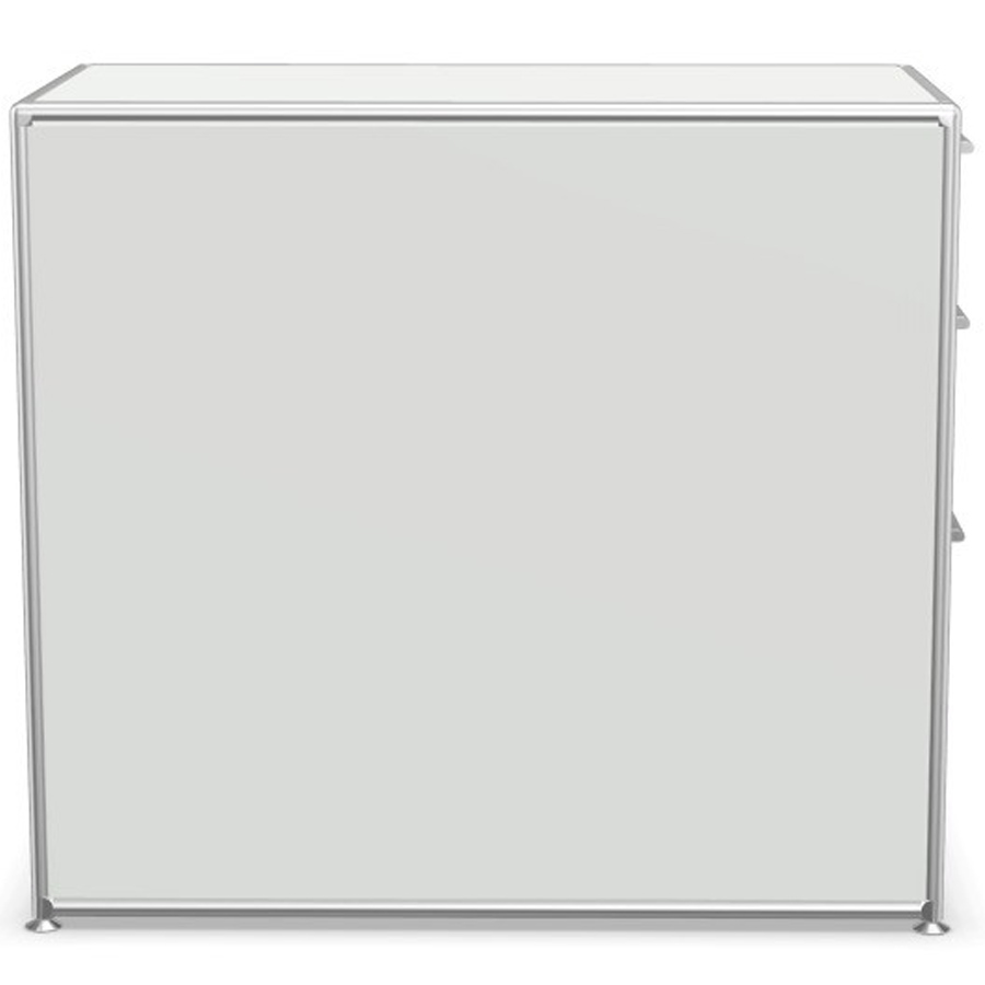 Bosse Modul Space Standcontainer auf Stellgleiter in Melamin Weiß mit Chrom - Seitenansicht