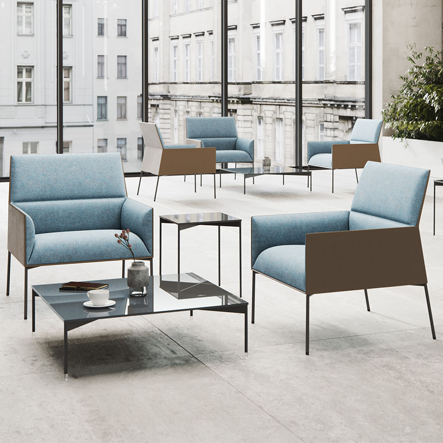 Profim Chic Beistelltisch CS40 mit eckiger Tischplatte Glas schwarz