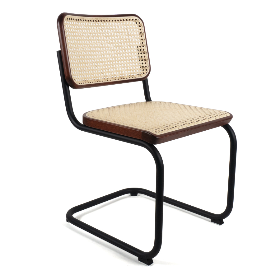 THONET Stahlrohr-Freischwinger S 32 V Buche gebeizt mahagoni - Gestell schwarz