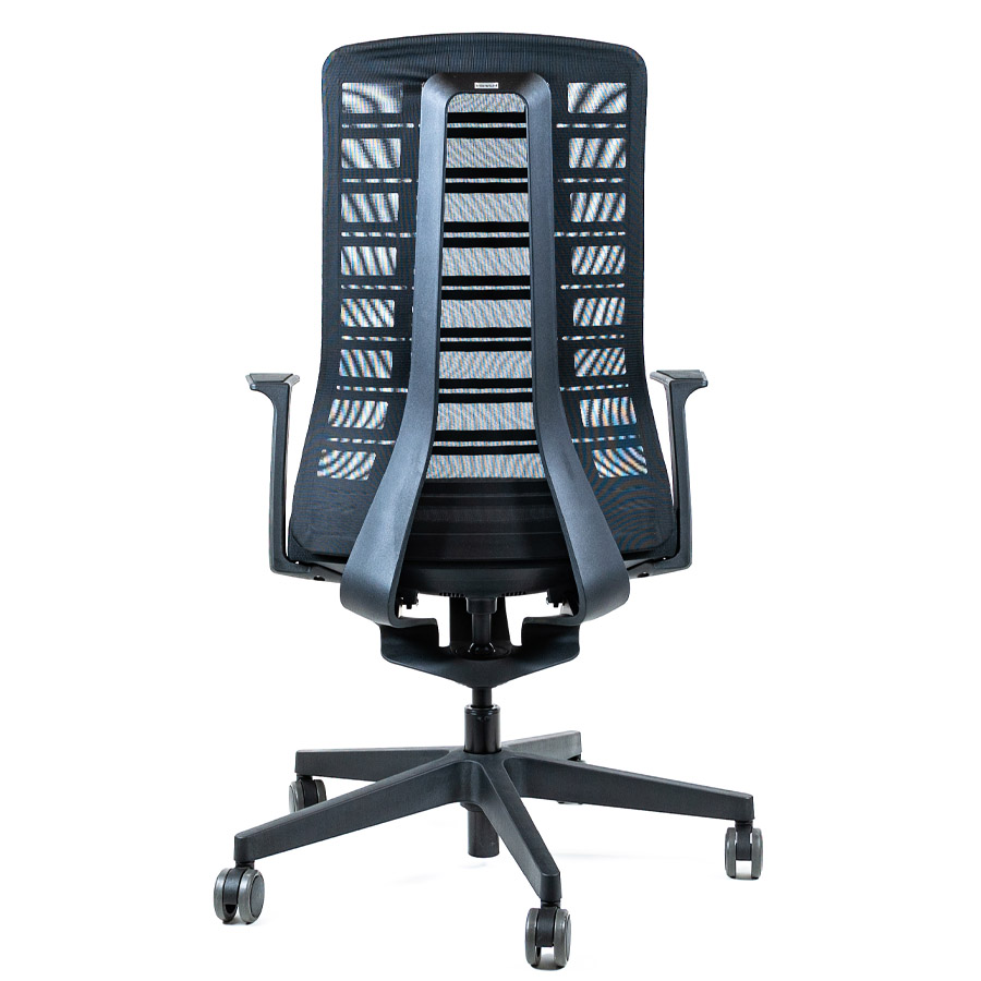 Interstuhl PUREis3 PU213 Bürostuhl schwarz mit Netzrücken - Rückenansicht