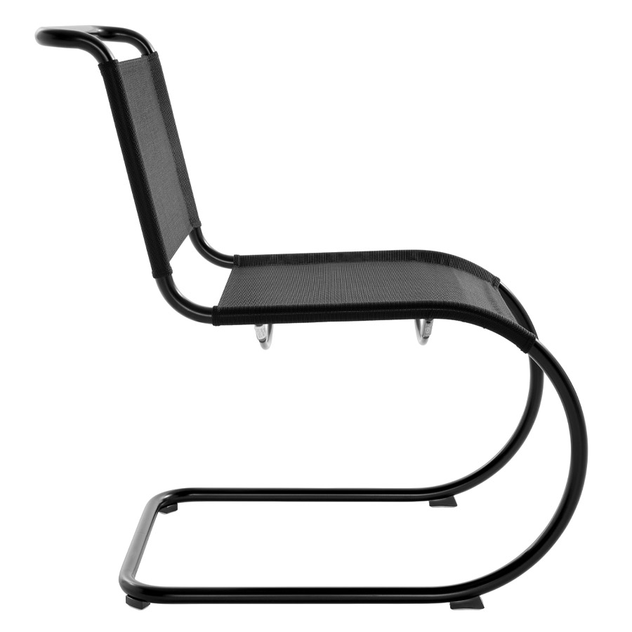 THONET Stahlrohr-Freischwinger S 533 N Outdoor | Netzbespannung und Gestell schwarz