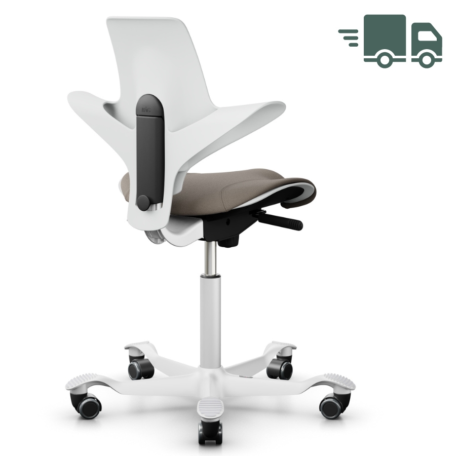 HAG CAPISCO PULS 8020 | White Edition mit Polster in Beige | Gestell weiß