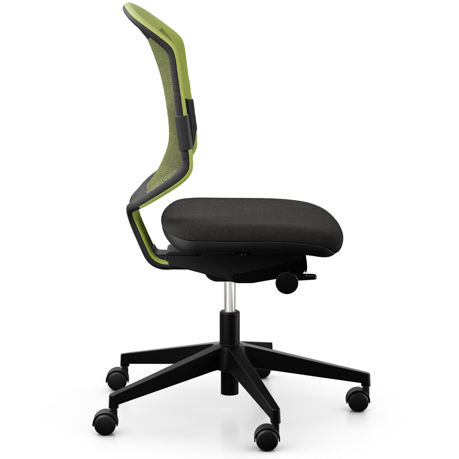 Giroflex 434-3019 gelb mit Lordosepolster und Kunststoff-Fußkreuz - Seitenansicht