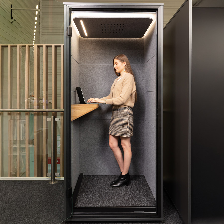 RWH Telefonbox anthrazit, Rahmen schwarz, Innenverkleidung Grau - mit geschlossener Rückwand