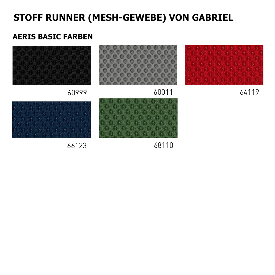 Stoff Runner (Mesh-Gewebe) von Gabriel - Farbübersicht
