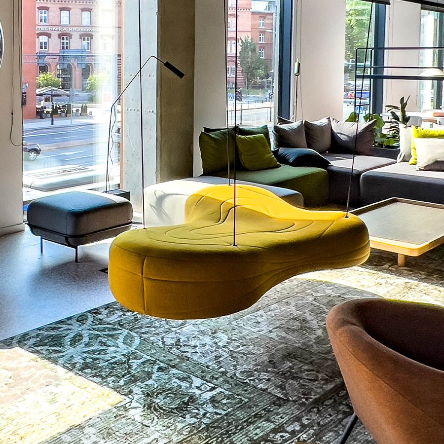 Noti Bouli Sofa 3-Siter Hängeseile Stoff Steelcut Trio 3 0446 Gelb