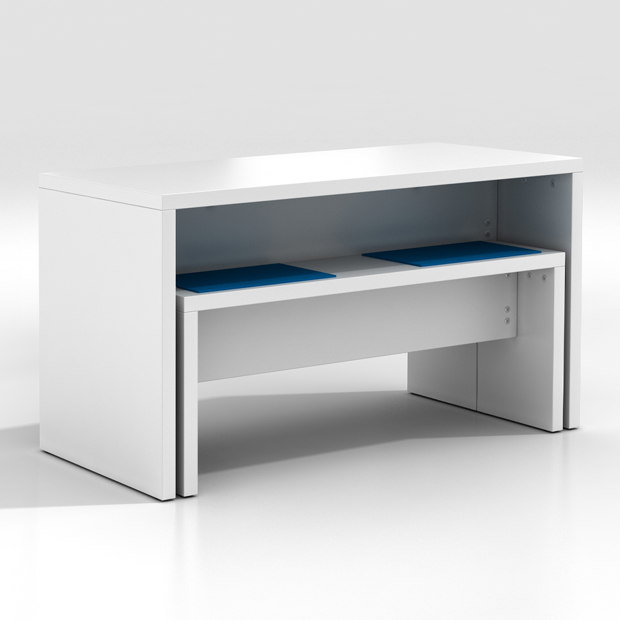 Wangentisch COSY 130 x 68 cm mit 2 Sitzbänken in Weiß - Bänke unter dem Tisch