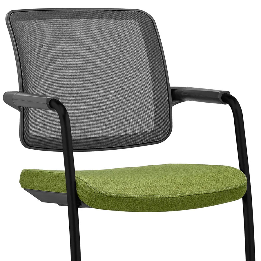 Rim FLEXi FX1161 Freischwinger Konferenzstuhl Kunststoffteile schwarz, Netzrücken anthrazit, Stoff Era 2046 grün, Gestell schwarz