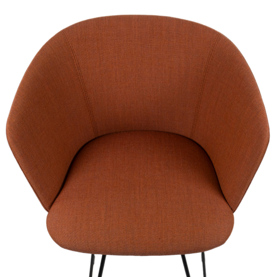 lapalma GLOVE Barhocker gepolstert mit Kufengestell | Bezug Canvas rostrot | Gestell schwarz | Draufsicht