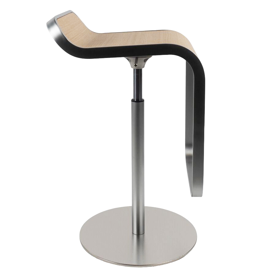Lapalma LEM Barhocker - Gestell und Gasfeder chrom - Sitz Eiche gebleicht - Seite