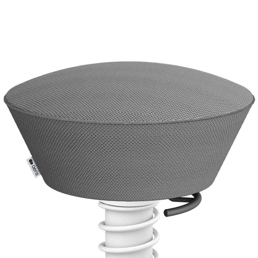 Aeris Swopper Air Mesh-Gewebe Runner grau mit Rollen - Gestell/Feder weiß - Nahaufnahme