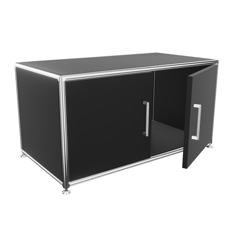 Bosse Lowboard 1 OH melamin schwarz Breite 80 cm mit Türen offen