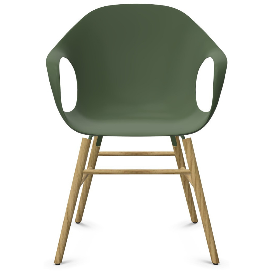 Kristalia ELEPHANT Stuhl mit Holzgestell Sitzschale olivgrün Gestell Eiche