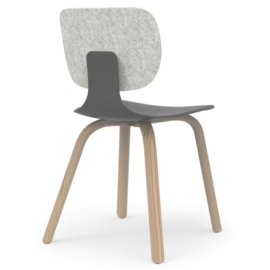 Klöber CoMeet com66 - mit Holzgestell in Eiche - Rücken Filz hellgrau - Schale schwarz