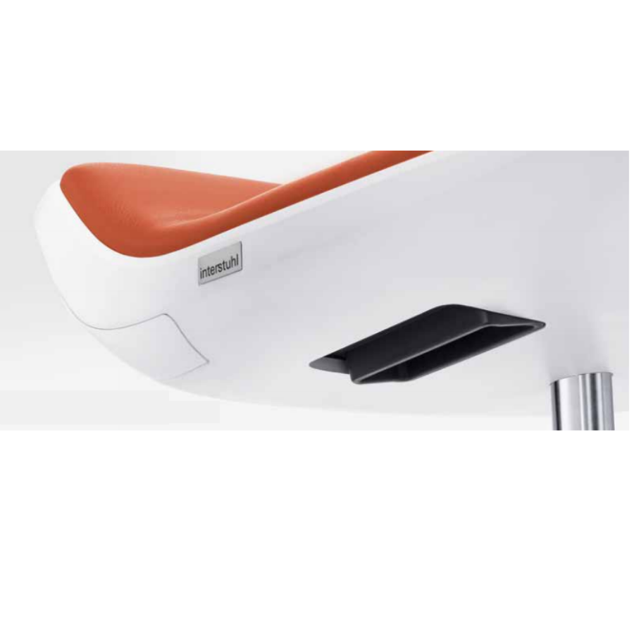 Interstuhl KINETICis5 710K Barhocker mit Fußraste Gestell weiß Sitz ockerbraun Höhenverstellung