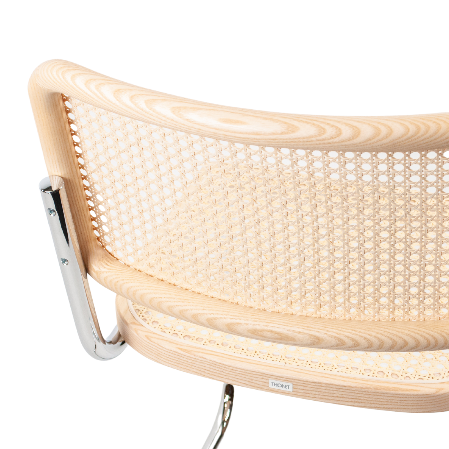 THONET Stahlrohr-Freischwinger S 32 V Rohrgeflecht-Sitz Esche Pure Materials - Rückansicht Detail