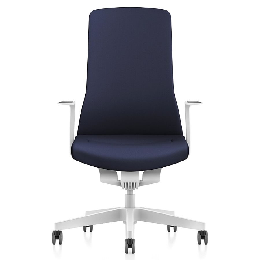 Interstuhl PUREis3 PU113 Bürostuhl mit Polsterrücken weiß blau - Vorderansicht