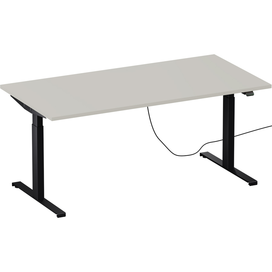 Schreibtisch NewWORK  elektrisch höhenverstellbar - Gestell schwarz - Platte Titanweiß