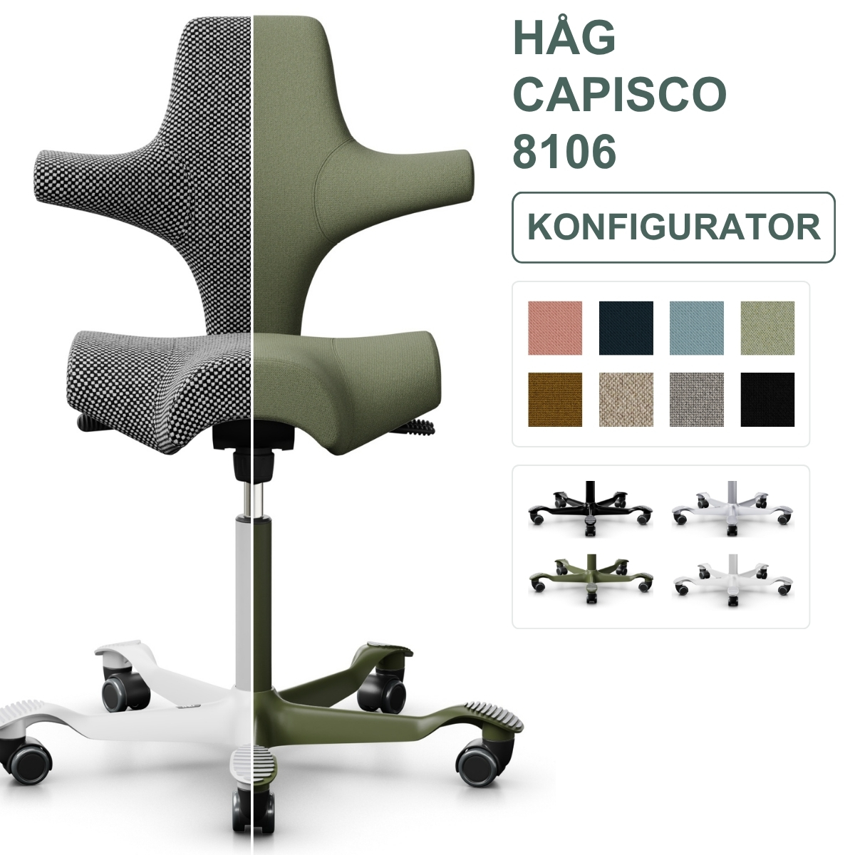 HÅG Capisco 8106 Konfigurator | alle Varianten wählbar