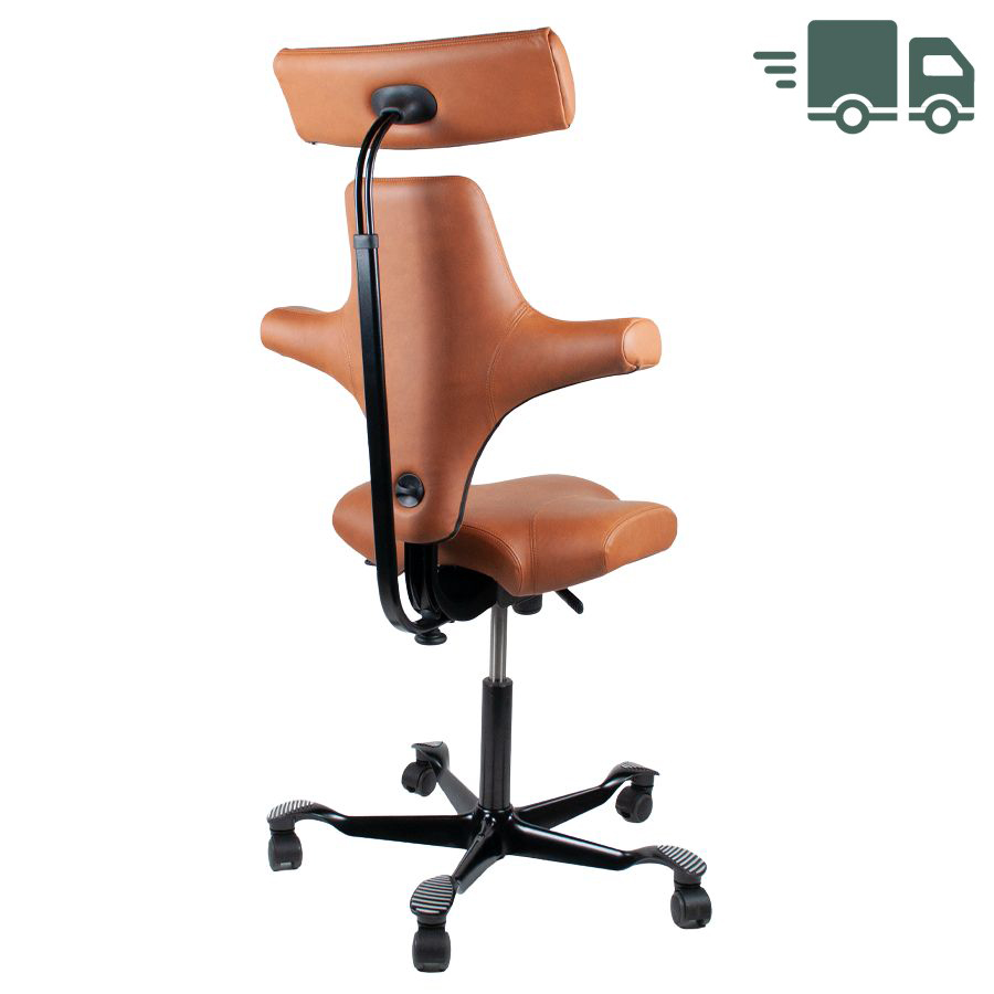 HAG Capisco 8107 - Leder Paloma Soft 5429 natur mit Nackenstütze - Gestell schwarz