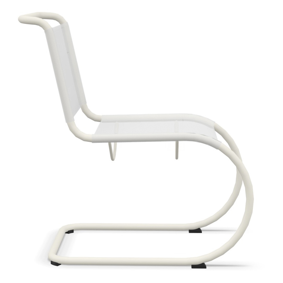THONET Stahlrohr-Freischwinger S 533 N Outdoor | Netzbespannung und Gestell weiß | Seitenansicht