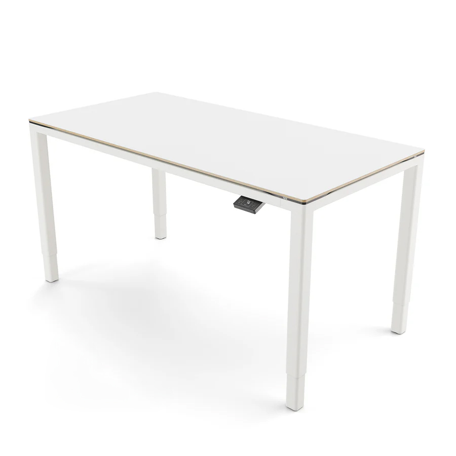Yaasa Desk Four Tisch Gestell weiß, Tischplatte Multiplex-Weiß
