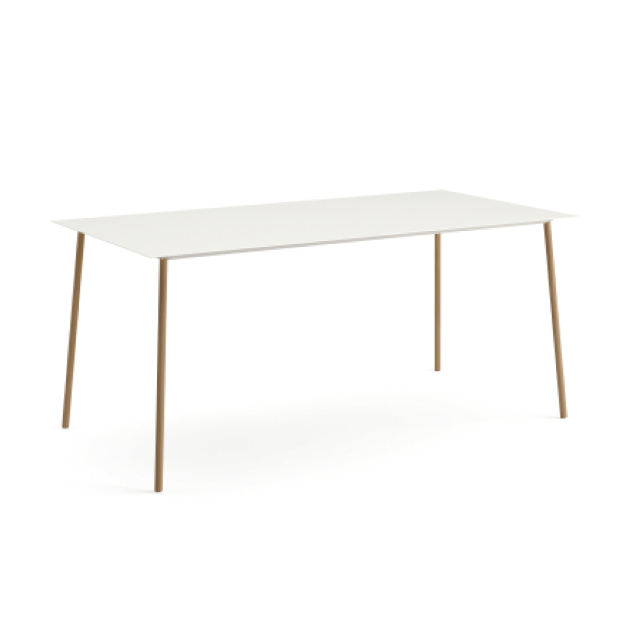 Arper Onemm Tischplatte weiß, Gestell Eiche natur