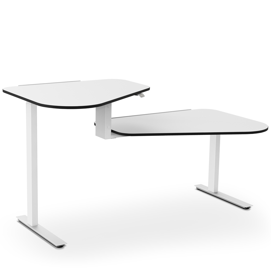 Aeris Active Office Desk - Gestell weiß - Stehposition links - Platte weiß - Kante schwarz