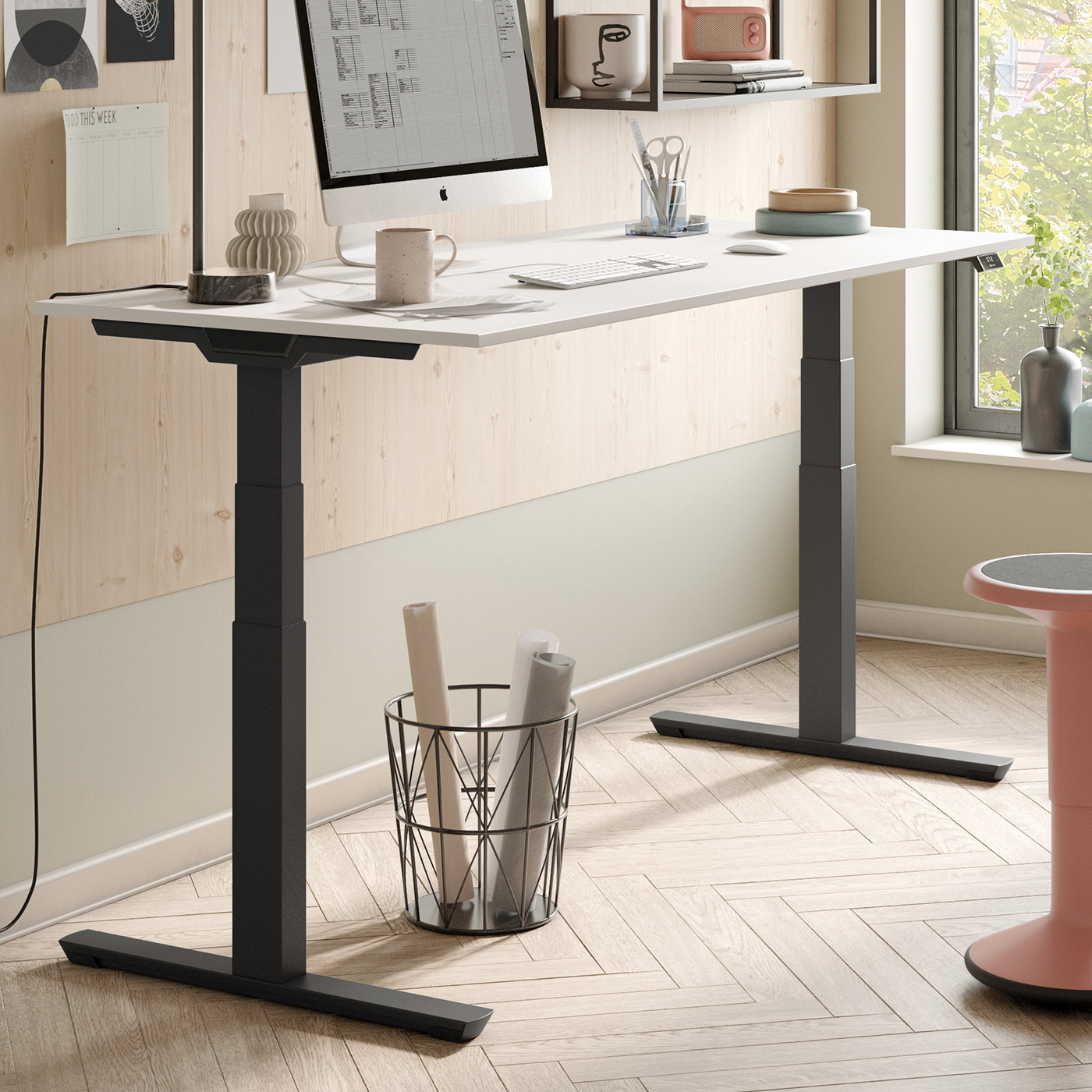 Palmberg Crew T Schreibtisch weiß anthrazit elektrisch höhenverstellbar