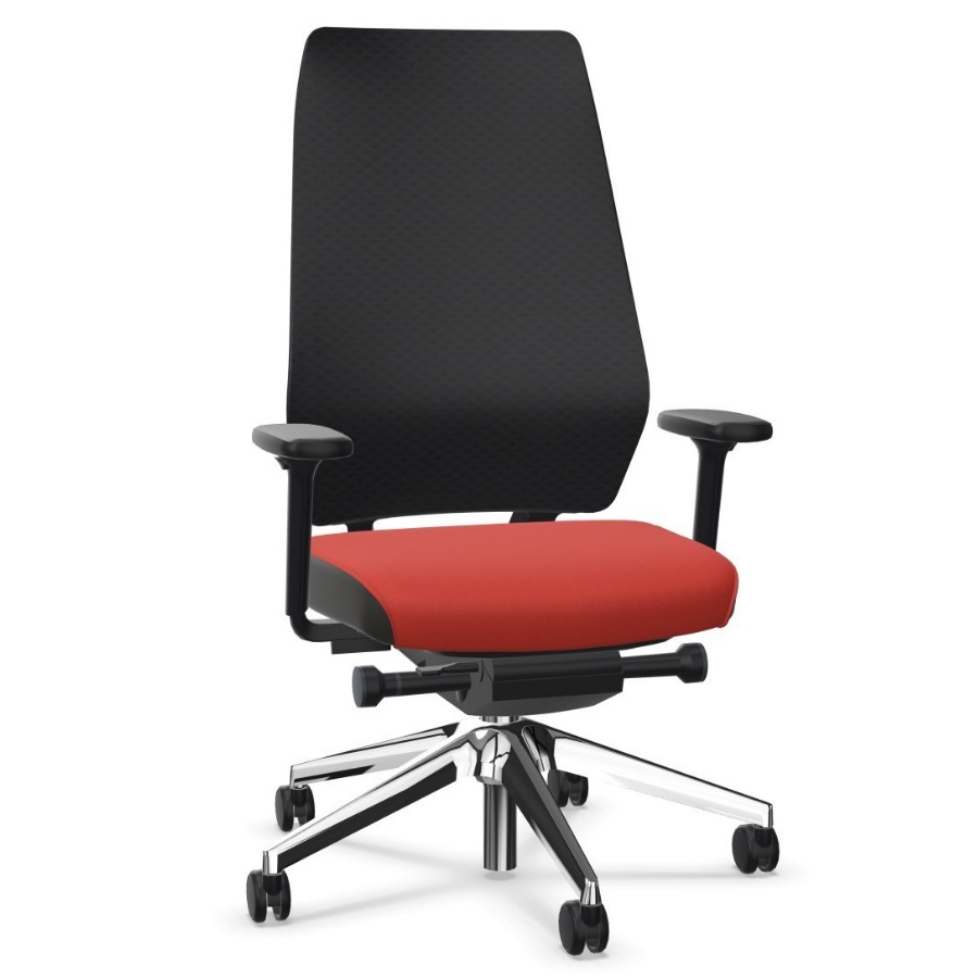 Interstuhl JOYCEis3 (JC31C) Netzfarbe schwarz Polsterfarbe rot - Vorderansicht