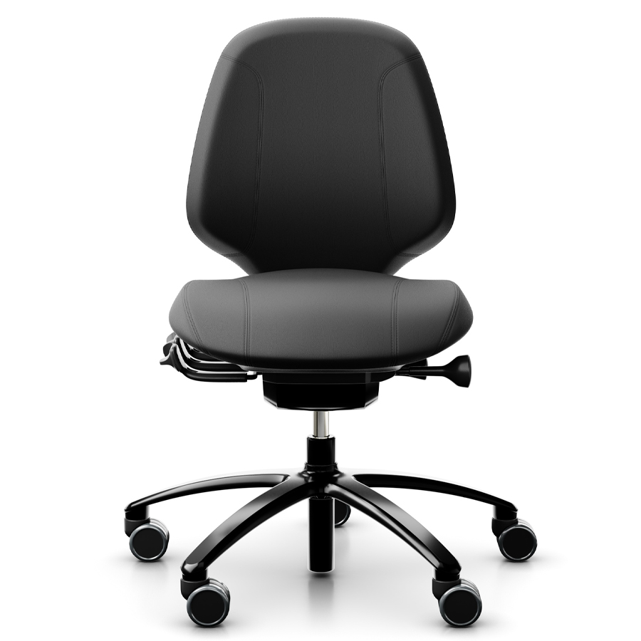 RH Mereo 200 mit halbhoher Rückenlehne - Gestell schwarz - Leder schwarz - Frontansicht