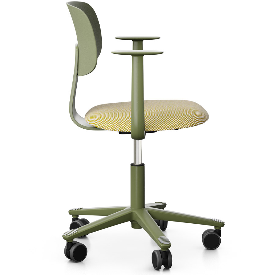 HAG Tion 2140 Bürostuhl mit Armlehnen Moss Grey - Sitz Stoff Sisu 405 - Rückenschale Kunststoff - Seitenansicht