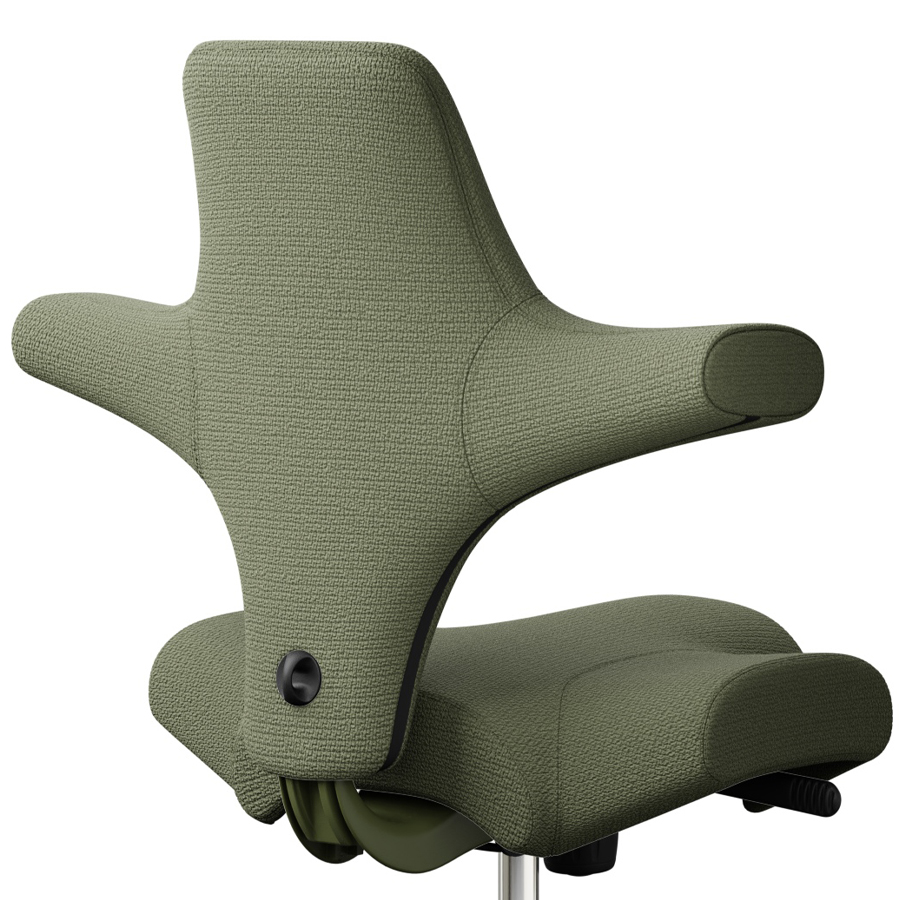 HAG Capisco 8106 mit Designstoff Sirdal in Grün - Gestell Moss grey - Nahaufnahme