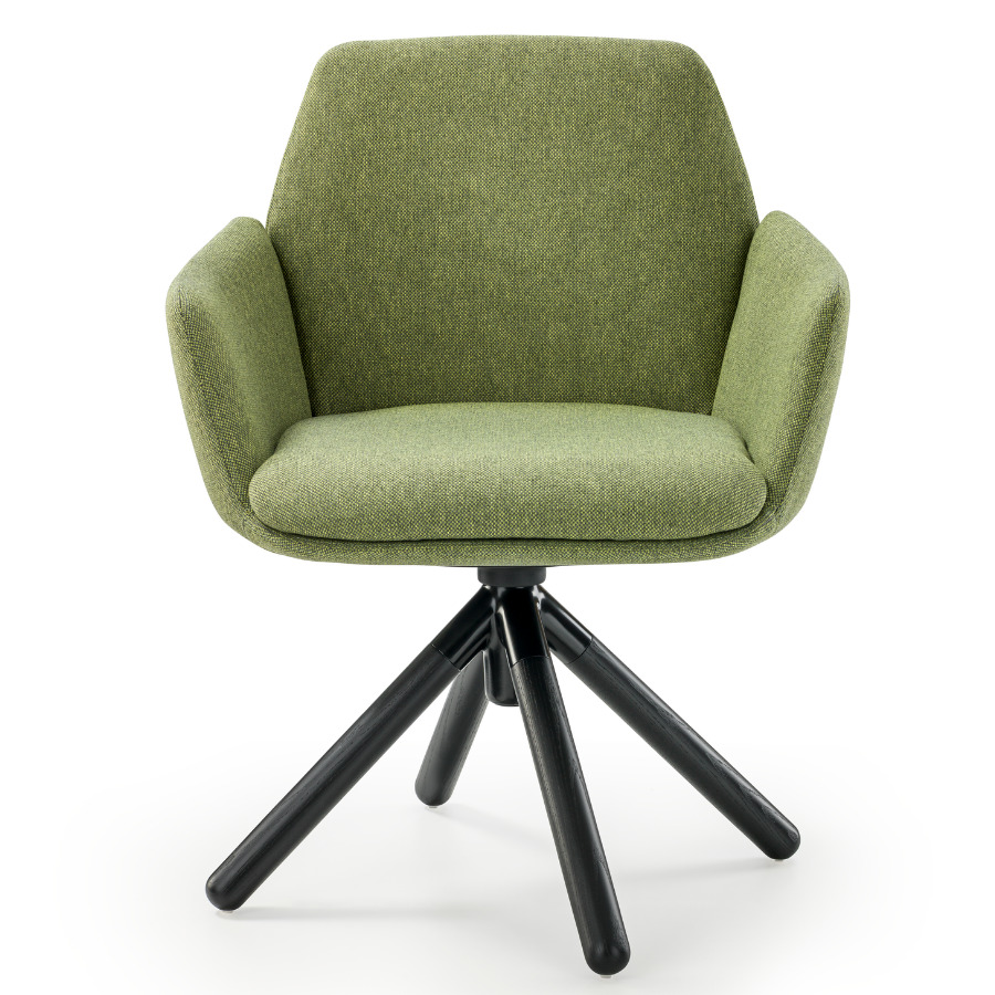 HAWORTH Poppy Konferenzstuhl Esszimmerstuhl grün mit Holzgestell- Vorderansicht