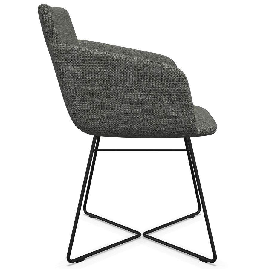 W. Schillig Chevalier Stuhl mit Armlehnen und Drahtrohrgestell - Seitenansicht