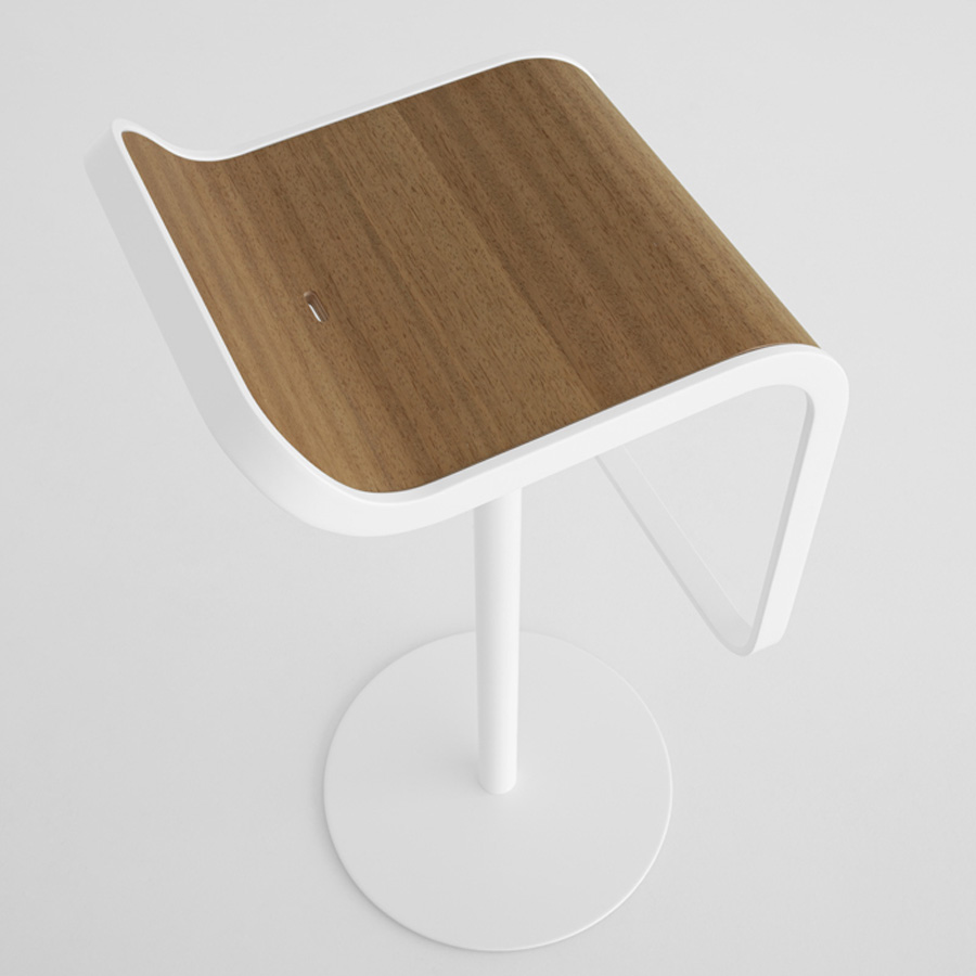 lapalma LEM ES81 Barhocker Outdoor | Weiß mit Sitzfläche aus Holz