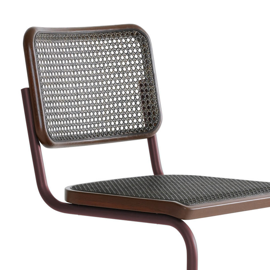 THONET S 32 V Dark Melange rotbraun | Stahlrohr-Freischwinger | Gestell rotbraun | Nahaufnahme