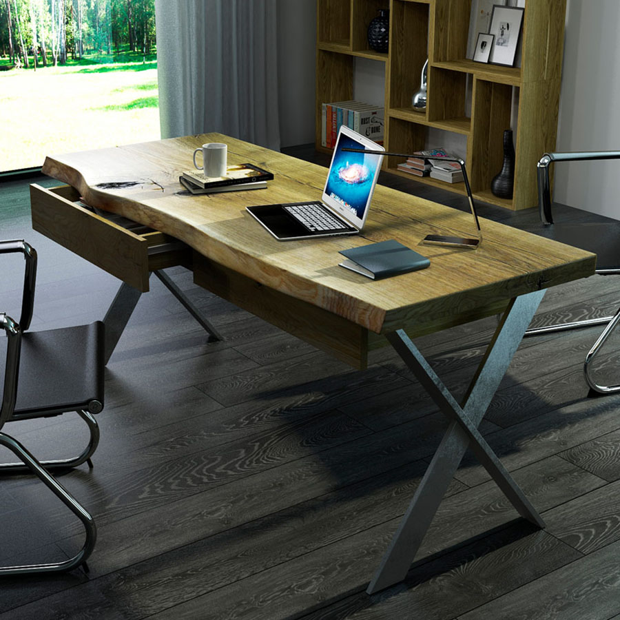 Trebord Tisch Avangard, Gestell Host in RAL 9005 schwarz, Tischplatte Eiche