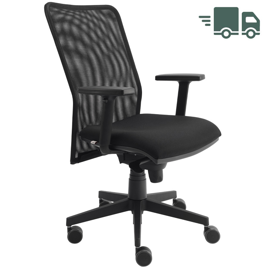 Bürodrehstuhl BEST Netzrücken schwarz mit Armlehnen