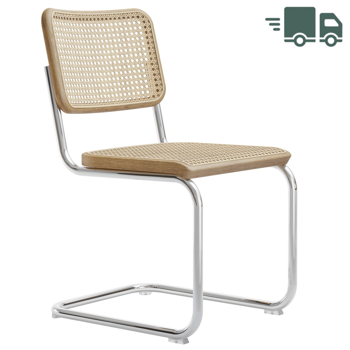 THONET S 32 V | Eiche Pure Materials | Stahlrohr-Freischwinger | Gestell verchromt