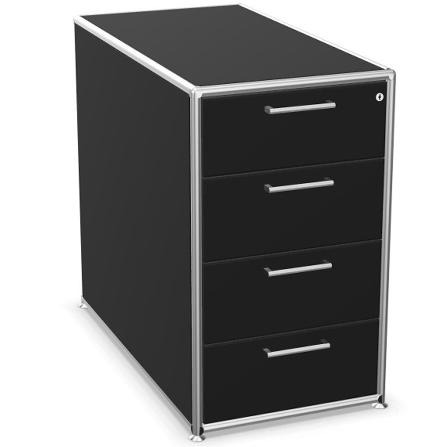 Bosse Modul Space Container auf Stellgleitern in Melamin Vulkanschwarz - Rahmen Chrom