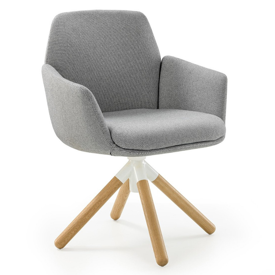 HAWORTH Poppy Konferenzstuhl Esszimmerstuhl grau mit Holzgestell